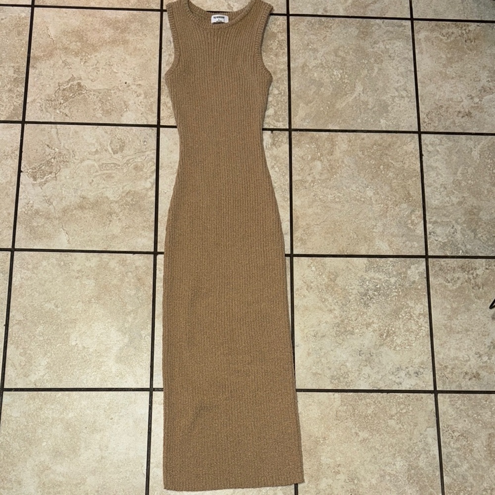 Sleeveless Tan Knit Dress